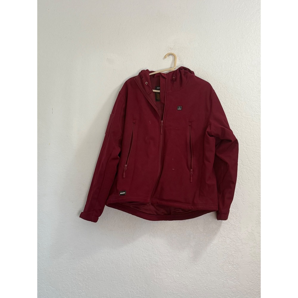 DEWBU Heated Jacket Women XL Burgundy Red 12V Electric Softshell Hooded Coat